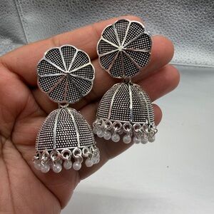 Gunmetal Jhumka Earrings